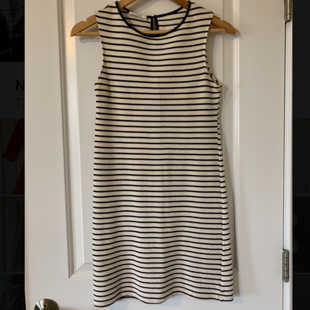 Navy and cream striped dress